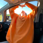 Orange Women's Oversized Sweater with Crew Neck & Ribbed Cuffs