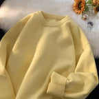 Yellow Women's Oversized Sweater with Crew Neck & Ribbed Cuffs