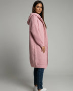 Women's Hooded Cardigan with Oversized Fit & Button-Front Closure - Side Pose