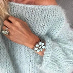 Light Blue Women's Oversized Knit Sweater with Relaxed Drop-Shoulder Fit