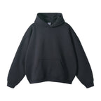 Dark Grey Unisex Organic Cotton Hoodie with Oversized Fit & Kangaroo Pocket - Front Full View