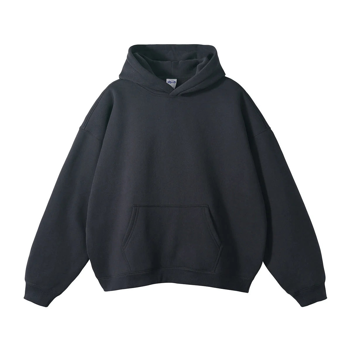 Dark Grey Unisex Organic Cotton Hoodie with Oversized Fit & Kangaroo Pocket - Front Full View