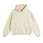 Unisex Organic Cotton Hoodie with Oversized Fit & Kangaroo Pocket - Almond Front Ful
