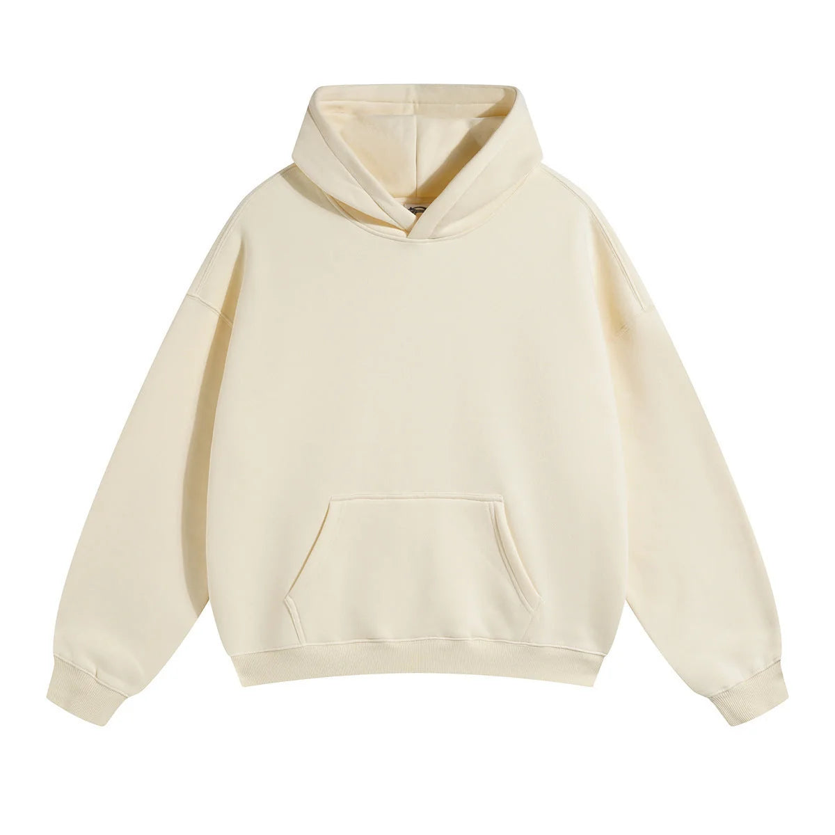 Unisex Organic Cotton Hoodie with Oversized Fit & Kangaroo Pocket - Almond Front Ful