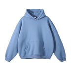 Light Blue Unisex Organic Cotton Hoodie with Oversized Fit & Kangaroo Pocket - Front Full View 6