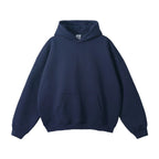 Navy Blue Unisex Organic Cotton Hoodie with Oversized Fit & Kangaroo Pocket - Front Full View 5