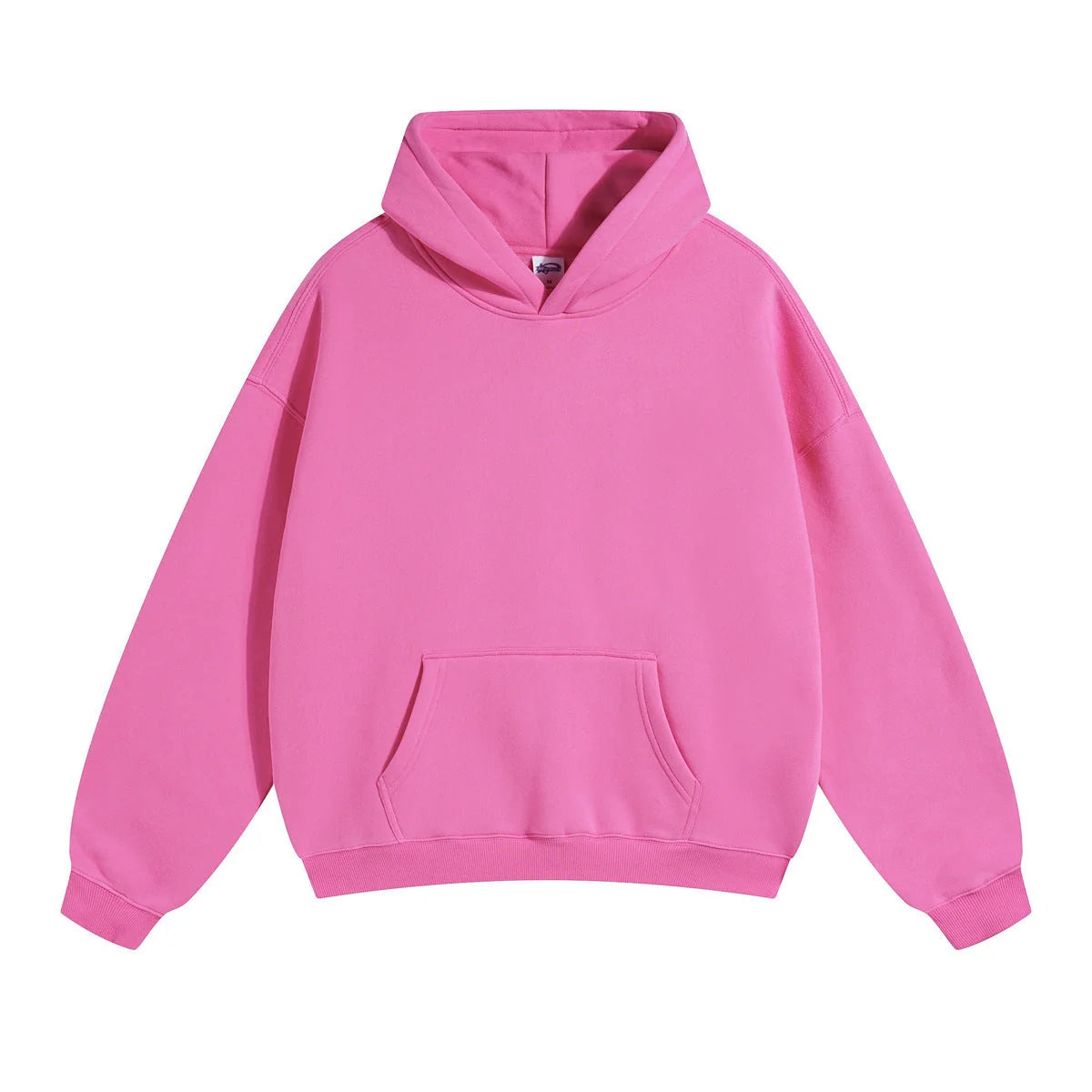 Pink Unisex Organic Cotton Hoodie with Oversized Fit & Kangaroo Pocket - Front Full View 8