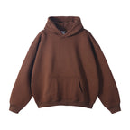 Coffee Brown Unisex Organic Cotton Hoodie with Oversized Fit & Kangaroo Pocket - Raglan Sl