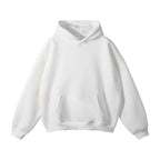White Unisex Organic Cotton Hoodie with Oversized Fit & Kangaroo Pocket - Front Full View 3