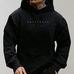 Black Men's Oversized Hoodie with Kangaroo Pocket & Ribbed Trims