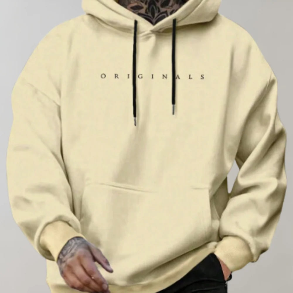 Yellow Men's Oversized Hoodie with Kangaroo Pocket & Ribbed Trims