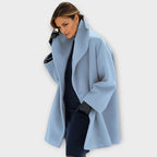 Blue Women's Windproof Coat with Shawl Collar & Relaxed Fit