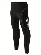 Black Men's Full-Length Padded Cycling Pants with Gel Seat Pad & Reflective Stripes