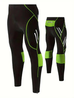 Men's Full-Length Padded Cycling Pants with Gel Seat Pad & Reflective Stripes - Pair Studio Repeat