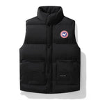 Black Men's Insulated Padded Vest with Stand Collar & Zip Pockets — Elliot - Front Full Studio