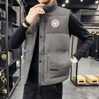 Men's Insulated Padded Vest with Stand Collar & Zip Pockets - Worn Lifestyle