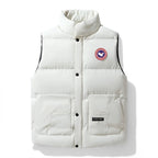 White Men's Insulated Padded Vest with Stand Collar & Zip Pockets — Elliot - Front Full Studio