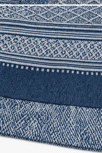 Women's Patchwork Knit Blouse with Denim Collar & Cable Knit Texture - Close Up Fabric Texture
