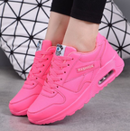 Multi Color Color Women's Lace-Up Athletic Sneakers — Diana Faux Leather Cushioned Sole