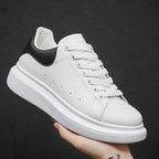 Black Men's White Casual Sneakers with Chunky Platform Sole — Henry - Held Heel