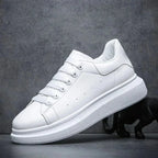 White Men's White Casual Sneakers with Chunky Platform Sole