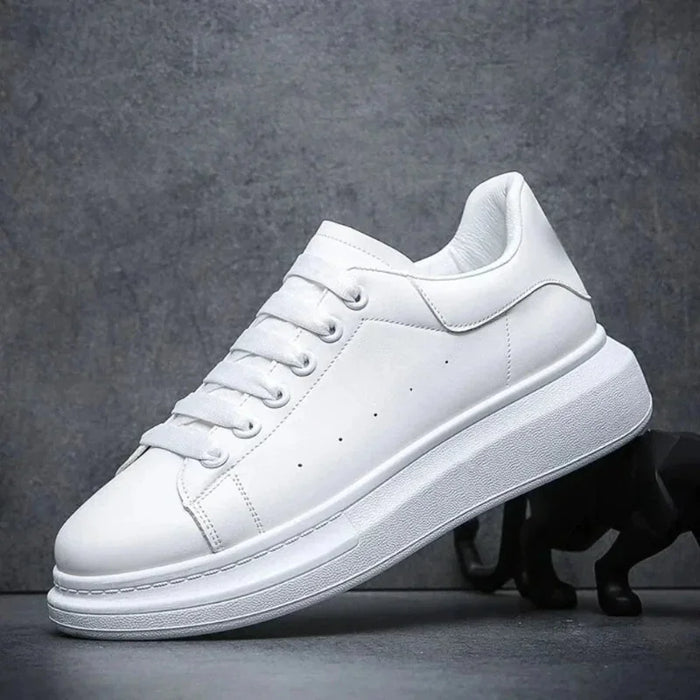 White Men's White Casual Sneakers with Chunky Platform Sole