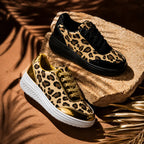 Women's Platform Sneakers with Leopard Print & Cushioned Insole - Pair Both Colors Display