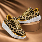 Women's Platform Sneakers with Leopard Print & Cushioned Insole - Pair Studio Stacked