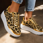 Women's Platform Sneakers with Leopard Print & Cushioned Insole - Worn Lifestyle
