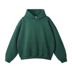 Green Men's Pullover Hoodie with Kangaroo Pocket & Ribbed Cuffs