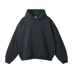 Grey Men's Pullover Hoodie with Kangaroo Pocket & Ribbed Cuffs