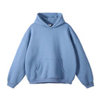 Light Blue Men's Pullover Hoodie with Kangaroo Pocket & Ribbed Cuffs