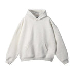 Light Grey Men's Pullover Hoodie with Kangaroo Pocket & Ribbed Cuffs