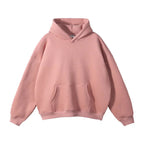 Light Pink Men's Pullover Hoodie with Kangaroo Pocket & Ribbed Cuffs