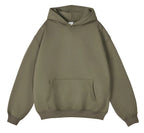 Olive Green Men's Pullover Hoodie with Kangaroo Pocket & Ribbed Cuffs