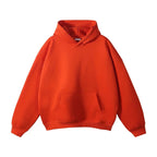 Orange Men's Pullover Hoodie with Kangaroo Pocket & Ribbed Cuffs