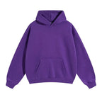 Purple Men's Pullover Hoodie with Kangaroo Pocket & Ribbed Cuffs