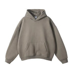 Taupe Men's Pullover Hoodie with Kangaroo Pocket & Ribbed Cuffs
