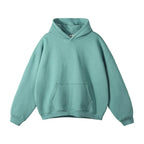 Turquoise Men's Pullover Hoodie with Kangaroo Pocket & Ribbed Cuffs