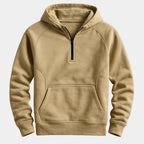 Camel Men's Quarter Zip Hoodie with Raglan Sleeves & Kangaroo Pocket