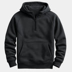 Dark Gray Men's Quarter Zip Hoodie with Raglan Sleeves & Kangaroo Pocket