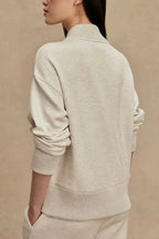 Women's Quarter Zip Set with Wide-Leg Pants & Relaxed Fit - Back Detail