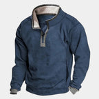 Men's Quarter Zip Sweatshirt with Sherpa-Lined Collar & Pocket - Side Turn