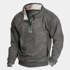 Gray Men's Quarter Zip Sweatshirt with Sherpa-Lined Collar & Pocket