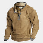 Yellow Men's Quarter Zip Sweatshirt with Sherpa-Lined Collar & Pocket