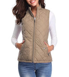 Light Coffee Women's Lightweight Quilted Gilet with Zip-Up Front & Snap Pockets