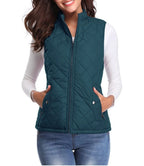 Ocean Blue Women's Lightweight Quilted Gilet with Zip-Up Front & Snap Pockets