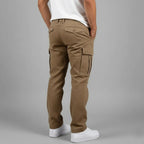 Men's Cargo Trousers with Relaxed Fit & Side Pockets - Back Full View