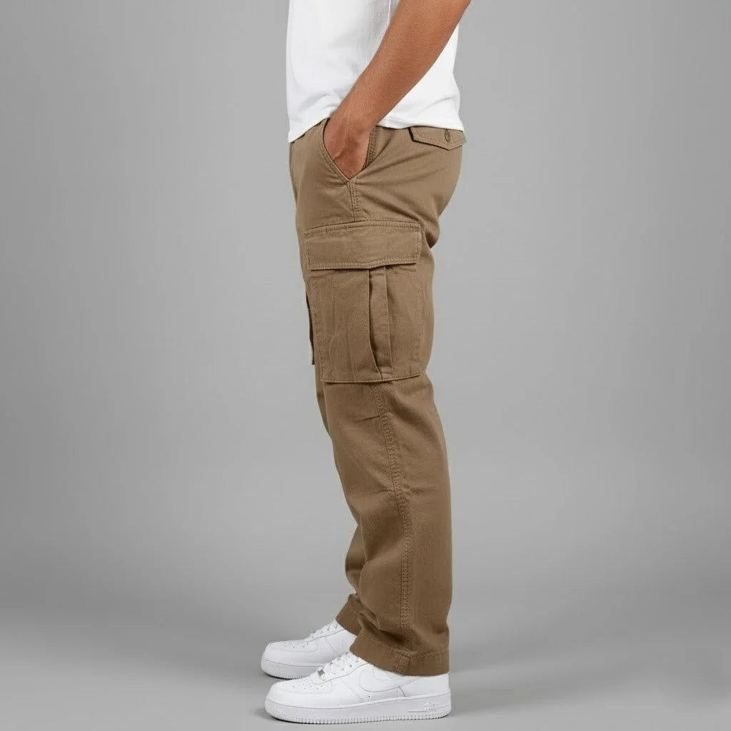 Men's Cargo Trousers with Relaxed Fit & Side Pockets - Side Profile Pocket