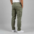 Men's Cargo Trousers with Relaxed Fit & Side Pockets - Back Full Detail